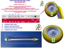 Ruote Carriola pneumatica 3.50 - 8 modello Vespa carriole Asse lungo