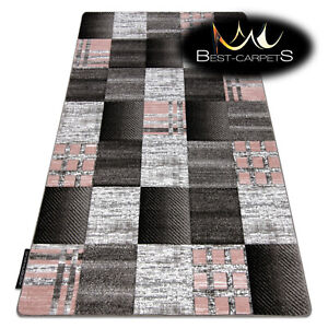 MODERN Amazing New design RUG ALTER squares pink grey Thick CHEAP Best-Carpets