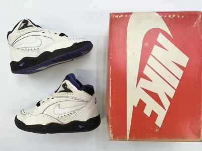 De colección 1992 Bebé Nike Sonic Flight Mid Blanco Azul Talla 9.5C Zapatos Foto 1 de 4