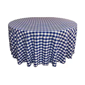 LA Leinen Polyester Gingham kariert 108 Zoll runde Tischdecke. Made in USA - Bild 1 von 11