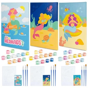 Malen nach Zahlen Set für Kinder Meerjungfrau 3er Pack Leinwand Malen nach Zahlen Leinwand Fr... - Bild 1 von 9