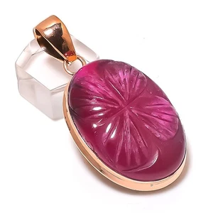 Kashmir Ruby(Simulated) Gemstone Copper Jewelry Pendant 2.17 Gift R330 - Picture 1 of 6