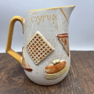 Vintage 1963 Napco Ware Krug Sirup Waffeln weiß gelb Japan Bauernhaus Dekor - Bild 1 von 6