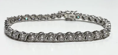 Pulseira de tênis e brincos pendurados de gota de prata esterlina 925 CZ zircônia cúbica - Imagem 1 de 4