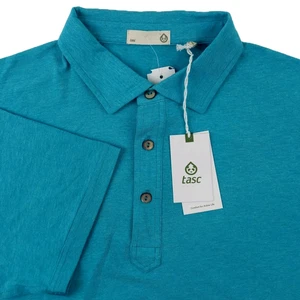 Tasc Performance Polo Shirt Mens Large Golf Capri Heather Stitch Fix Teal Green - Bild 1 von 14