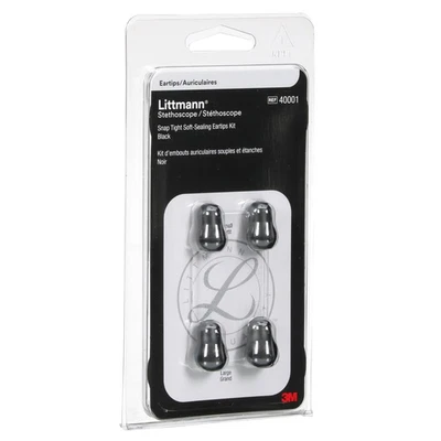 ™ Littmann® Stethoscope Spare Parts Kit, Snap Tight Soft-Sealing Eartips, Black, - Image 1 of 4
