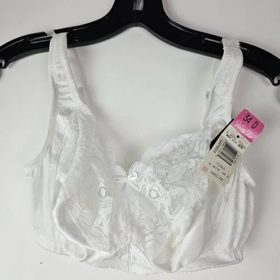Sujetador Vanity Fair 34D Blanco Encaje Inalámbrico Vintage Nuevo con Etiquetas 71065 Retro Pinup Lencería Foto 1 de 4