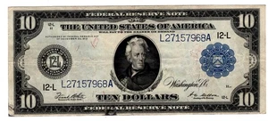 $10 Federal Reserve Note 1914 Fr-951 Jackson White-Mellon VF Stain * AvenueCoin - Picture 1 of 2