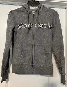 Aeropostale Full Zip Up Gray Sweatshirt Hoodie Women’s Size Small In EUC - Picture 1 of 4