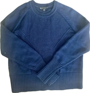 Athleta Navy Merino Wool Blend Sweater Women’s XXS fits Girls 12 - Picture 1 of 4