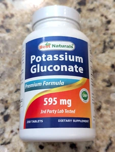 Best Naturals Potassium Gluconate 595 mg 250 Tablets Exp:5/27 - Picture 1 of 8