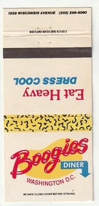 MATCHBOOK COVER - BOOGIE'S DINER - WASHINGTO D.C. - RESTAURANT - Picture 1 of 3