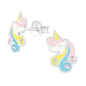 Einhorn Kinder Ohrringe 925 Silber für Mädchen Ohrstecker Schmuck Geschenk - Bild 1 von 5