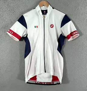Castelli Cycling Jersey Men XL White Red navy Italian Flag Fuga Full Zip READ - Picture 1 of 17