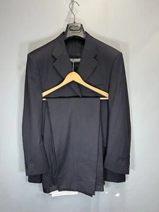 Canali Mens Chalk Stripe Dark Navy Two Piece Suit 100% Pure New Wool - Picture 1 of 19
