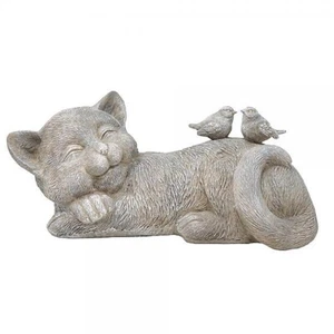 SLEEPING CAT GARDEN STATUE - PET MEMORIAL MARKER - Picture 1 of 1