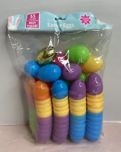 55 piezas de huevos de Pascua de plástico vacío y 1 huevos de oro, huevos de Pascua de plástico coloridos. - Imagen 1 de 3