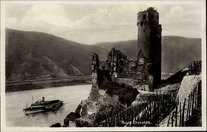 Bingen Bingerbrück ~ 1940 río Rin castillo ruina Ehrenfels Rin barco de vapor - Imagen 1 de 2