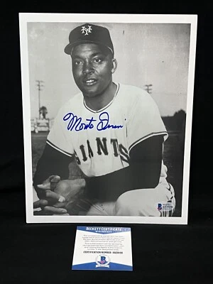 MONTE IRVIN NEW YORK GIANTS SIGNED AUTOGRAPH B/W 8X10 PHOTO BAS BECKETT COA (B) - Image 1 of 3