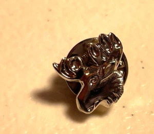 Vintage Moose Lapel Pin silver tone 1/4" tie tack Alaska ou61 Canada - Picture 1 of 3