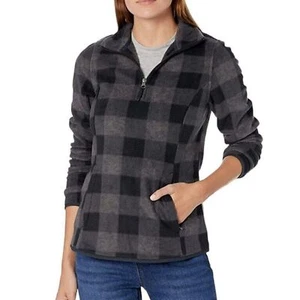 New Womens Plaid Pullover Sweater Size XL Classic Fit Quarter Zip Polar Fleece - Picture 1 of 8