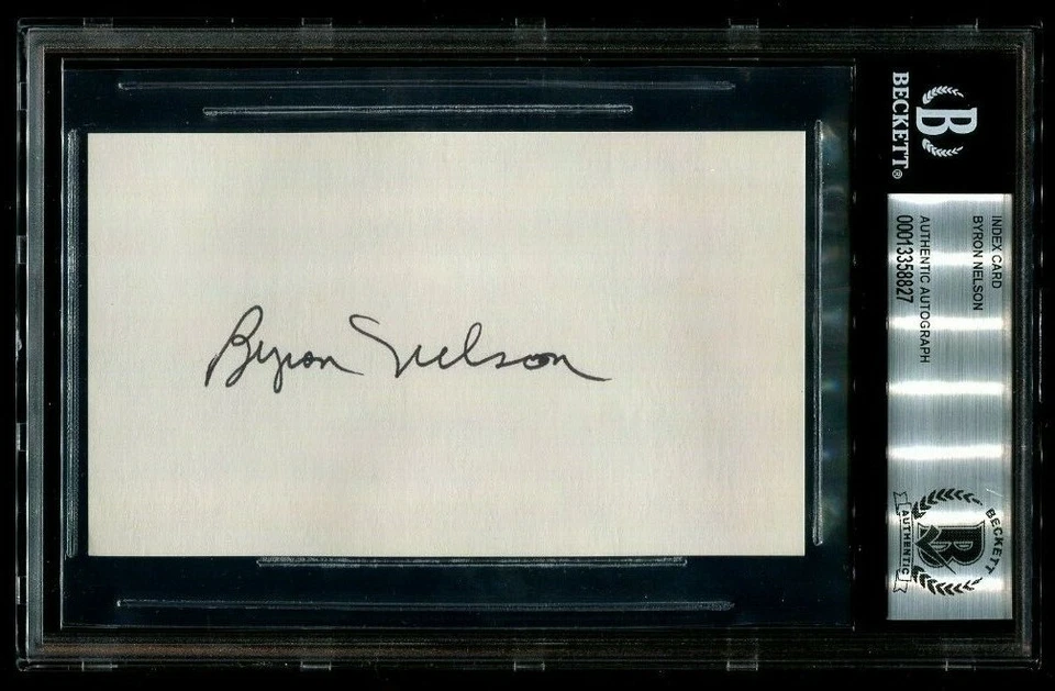 GOLF LEGEND BYRON NELSON signed autographed VINTAGE INDEX CARD BECKETT (BAS) - Image 1 of 1