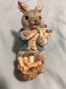 Mervyns 1991 Easter Bunny Rabbit Village Resin Figurines SET OF 2 - Picture 1 of 6