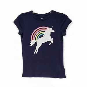 NWT Gap Kids Glitter Unicorn Rainbow Navy T-Shirt Size XL/12 - Picture 1 of 5