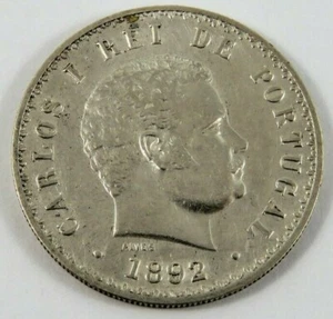 MONETA 500 REIS PORTOGALLO 1892/1 ARGENTO CARLOS I .917 ARGENTO .3685 OZ. VEDI FOTO - Foto 1 di 4