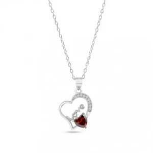 14K WHITE GOLD OVER 925 STERLING SILVER LOVE HEART NECKALCE PENDANT / 18'' CHAIN - Picture 1 of 1