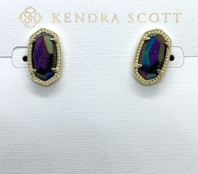 Aretes Kendra Scott Ellie en tono dorado azul iridiscente Foto 1 de 4