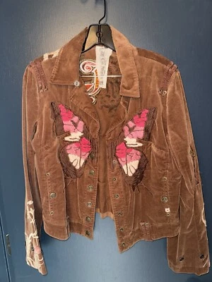 Chaqueta Bomber Marrón JWLA Pana Recortada Bordada Mariposa De Colección Foto 1 de 4