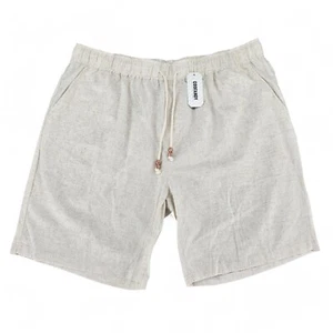 COOFANDY Mens 2XL Bermuda Shorts Tan Linen Blend Pockets Drawstring Athleisure - Picture 1 of 10