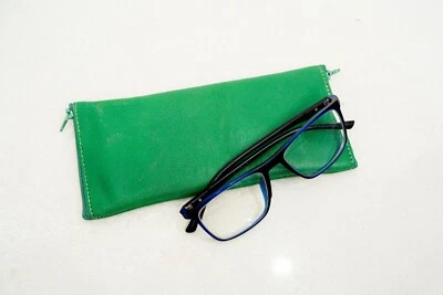 Soft Leather Sun Glasses Spectacle Case Three Zipped Double Sided Pouch Local Au - image 1 of 3