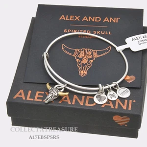 Auténtico Brazalete Alex and Ani Calavera Espírida Plata Rafaeliana Dije Expandible  - Imagen 1 de 1