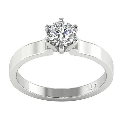 Solitaire Engagement Ring I1 H 0.80 Ct Natural Round Diamond 6 Prong White Gold - Image 1 of 4