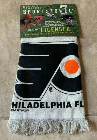 Philadelphia Flyers McArthur Sports Towel White NEW w/ Grommet & Hook Cover
