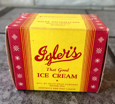 Iglers Pharmacy Drug Co. Pint Ice Cream Container Glendale Wyoming Hartwell Ohio