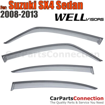 Viseras de ventana WellVisors 2008-2013 Suzuki SX4 sedán deflectores laterales negras Foto 1 de 4