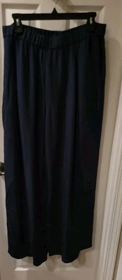 NWT Eileen Fisher 100% SILK double Crepe Flowy Wide Leg F/L Pants in Ocean Sz L - Image 1 of 4