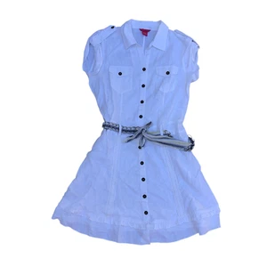 SUNNY LEIGH 100% lino abito donna bottoni 10 bianco manica corta - Foto 1 di 8