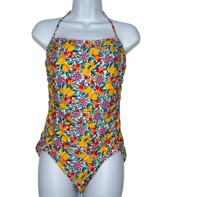 Traje de baño de una pieza J Crew Tropical Fruit Bandeau para mujer talla M acanalado playa crucero Foto 1 de 4