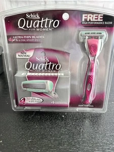 Schick Quattro New Razor With 4pk Of Refill Blades Cartridges - Picture 1 of 6