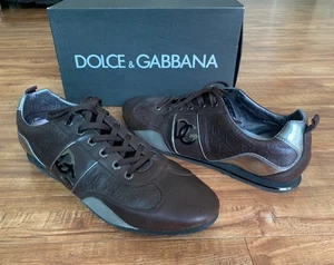 Auténticas Tenis DOLCE & GABBANA Para Hombre Zapatos Marrón Plata Logo DG Talla 12 EUR 46 - Imagen 1 de 24