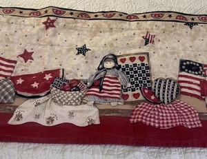 Vintage patriotischer Volant Amerika USA Flagge rot weiß blau Vorhang Handarbeit 144 Zoll lang - Bild 1 von 12