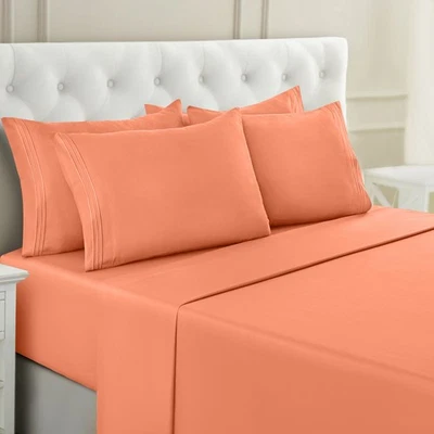 Juego de sábanas completas serie 1800 6 piezas bolsillo profundo suave doble king queen Foto 1 de 4