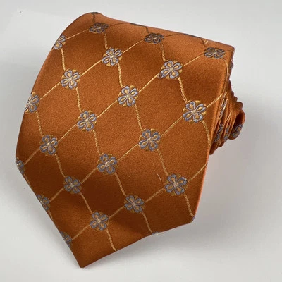 Corbata floral bordada azul bebé naranja diseñador EE. UU. IKE BEHAR 100 % seda Foto 1 de 4