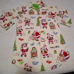 Seltenes Nick & Nora Damen Santa Scottie Hund Weihnachten Flanell Nachthemd Gr. 2XL - Bild 1 von 7