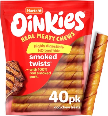 Hartz Oinkies Smoked Twists - Rawhide-Free, Long Lasting Dog Treats, 40 Count - Image 1 of 4