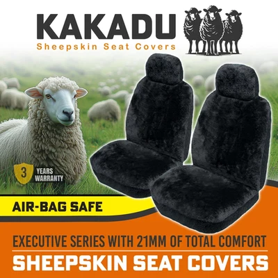 KAKADU Executive Sheepskin Seat Covers HYUNDAI SONATA Y3 GLS GLE SEDAN 93-98 BLK - image 1 of 4